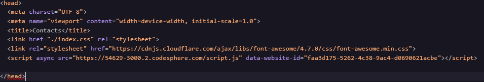 The tracking code inside a <script> tag