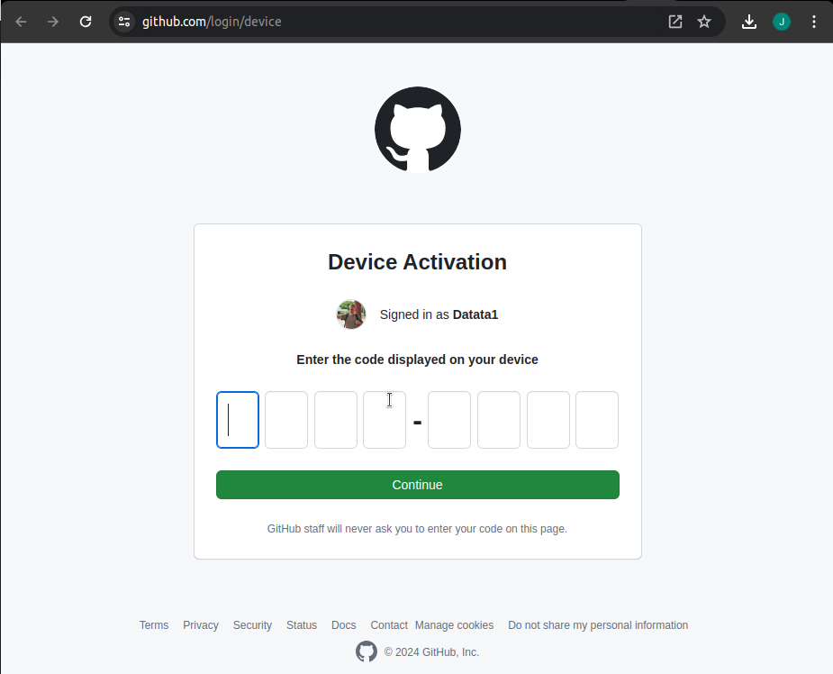 GitHub device authentication